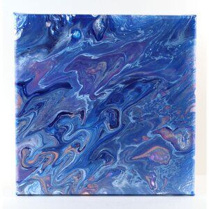 Acrylic Pour Painting On Stretched Canvas 8x8 One Of A Kind, Original, Wall Art,
